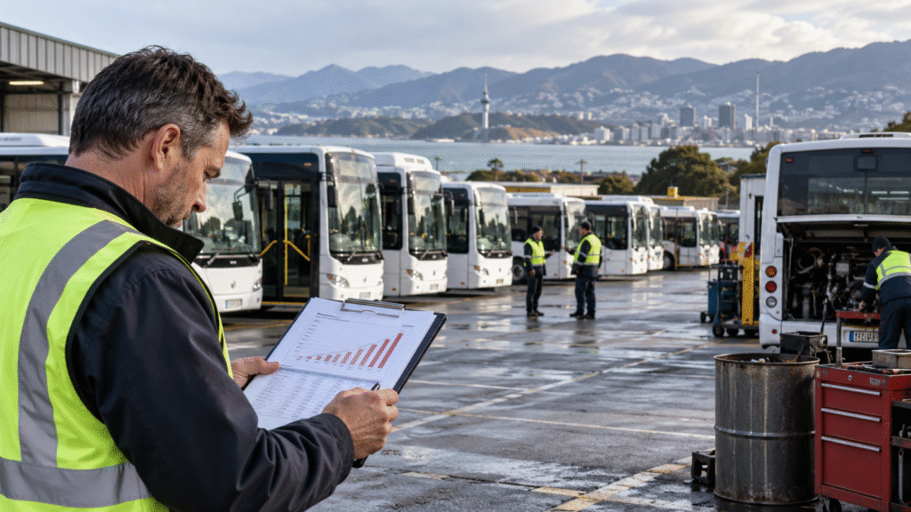 Diesel bus and fuel costs illustrating rising diesel prices in New Zealand public transport